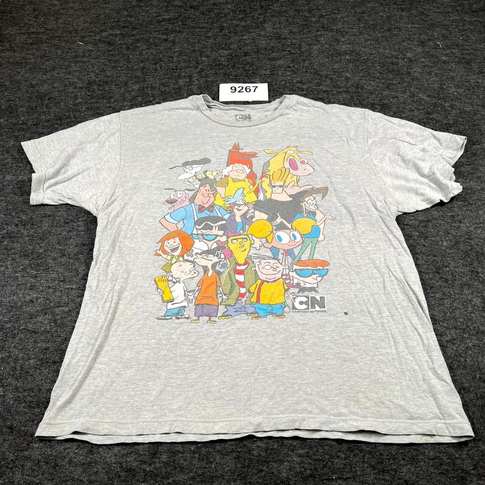 Cartoon Network T Shirt Mens XL Gray Dexter Johnny Bravo Graphic Print FLAWED